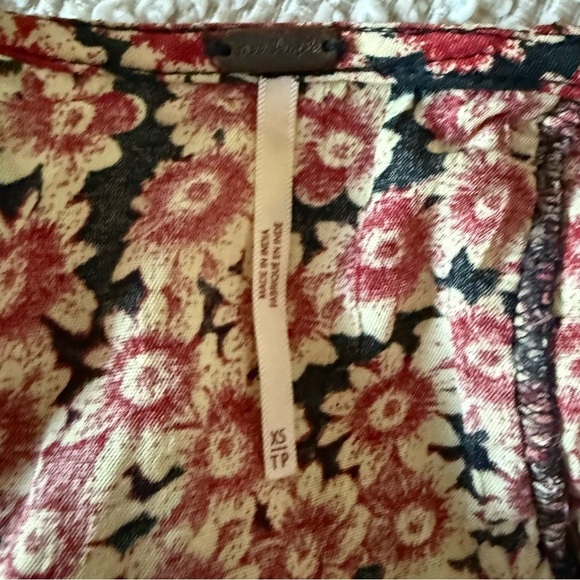 Free People Laced Up Corset Mid Sleeve Floral Mini Dress in Black Combo Size XS - Picture 6 of 6